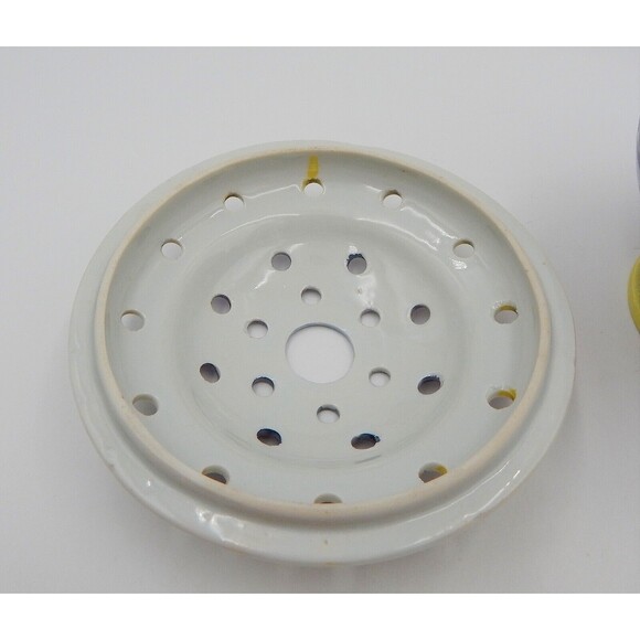 Lusterware Flower Frog Rim Domed Hand Painted Japan Birds Leaves Purple Green - Picture 11 of 16